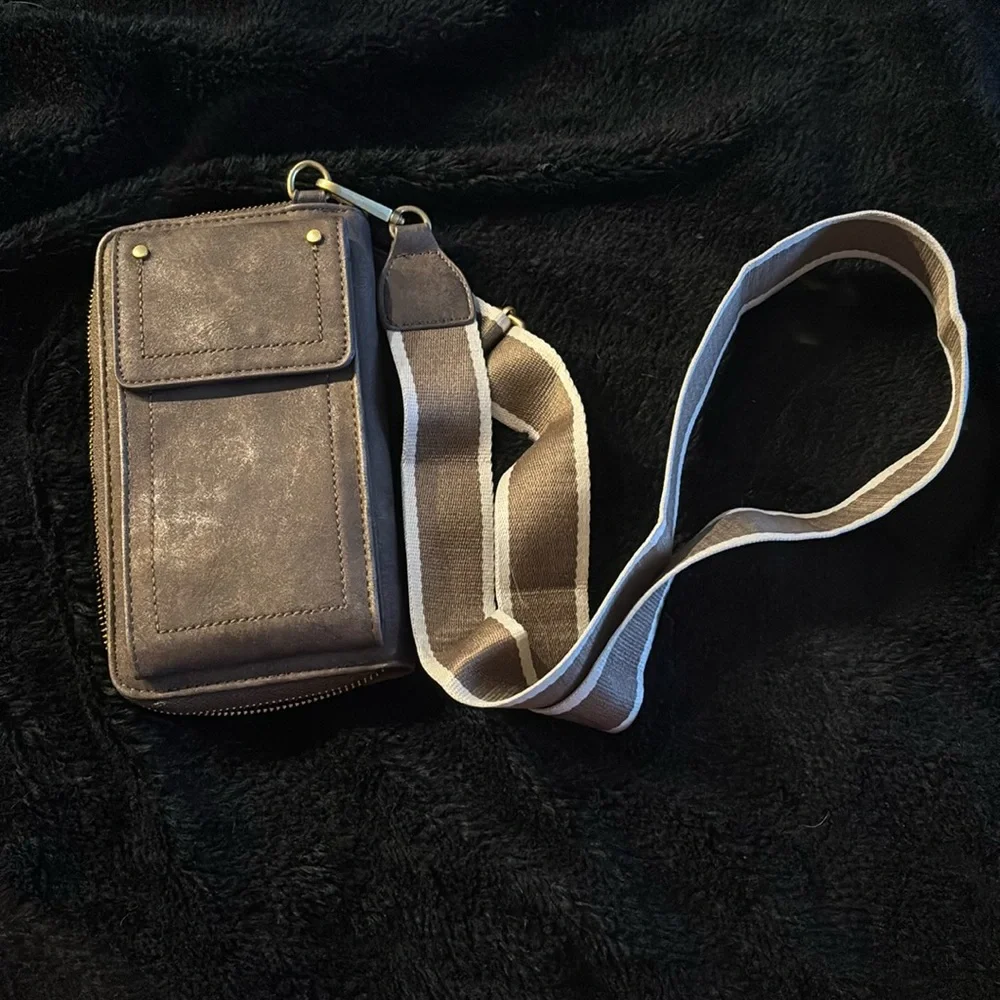 Style & Co. Leather Crossbody Phone Wallet in Chocolate‎ Brown